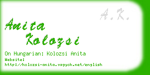 anita kolozsi business card